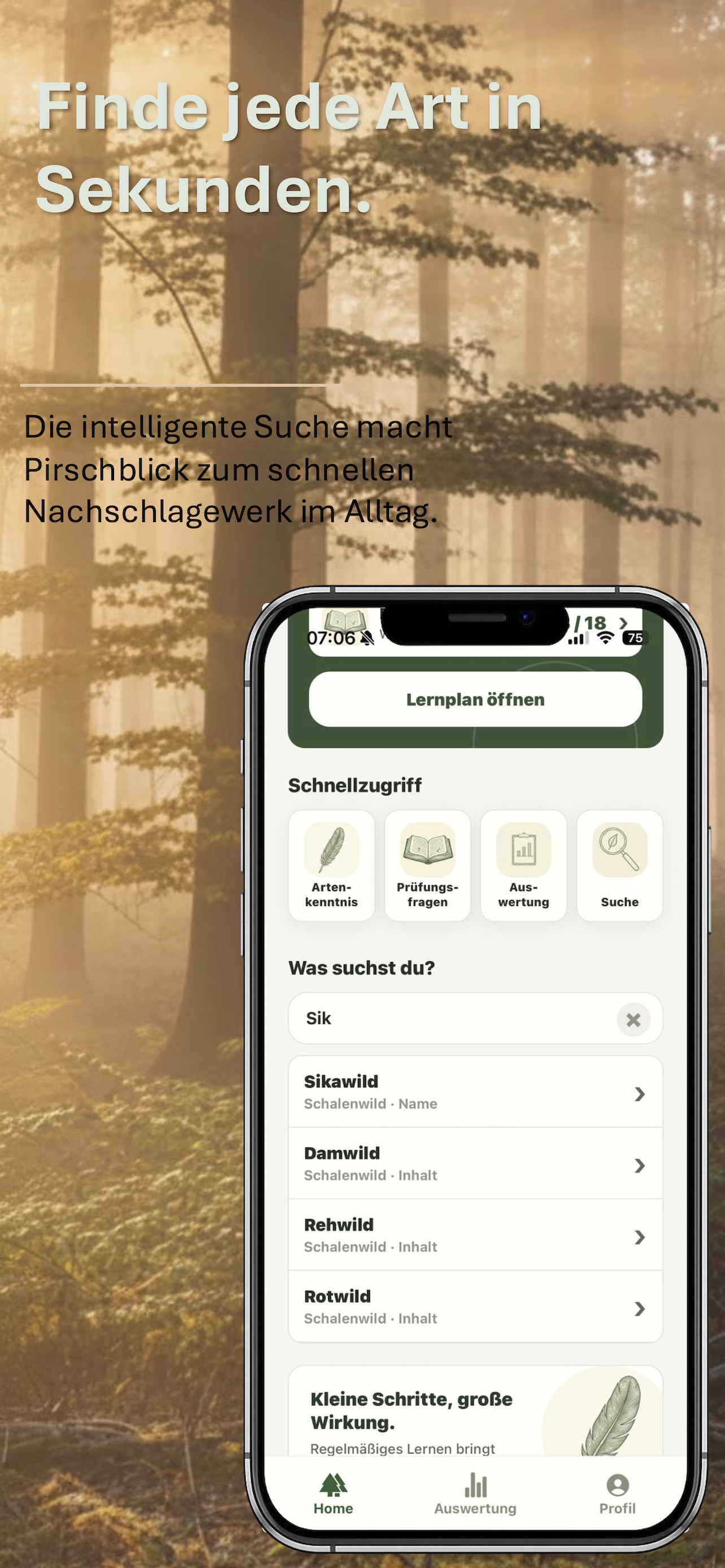 Suche nach Arten und Lerninhalten in Pirschblick